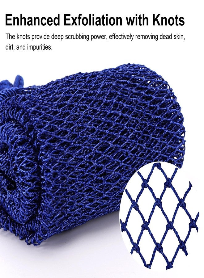 BTYMS Authentic African Net Sponge with Handles, 4 Pcs Knotted Bath Net Mesh Loofah Exfoliating Washcloth Long Back Scrubber for Shower - Image 2