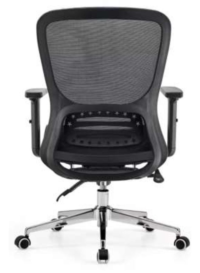 نافار فرنتشر كرسي ستايرو أسود متوسط ​​الظهر، شبكي بالكامل | آلية قفل متعددة | شبكي بالكامل مع مسند ذراع ثلاثي الأبعاد | معتمد من BIFMA، الفئة 4، رفع غازي - Image 2