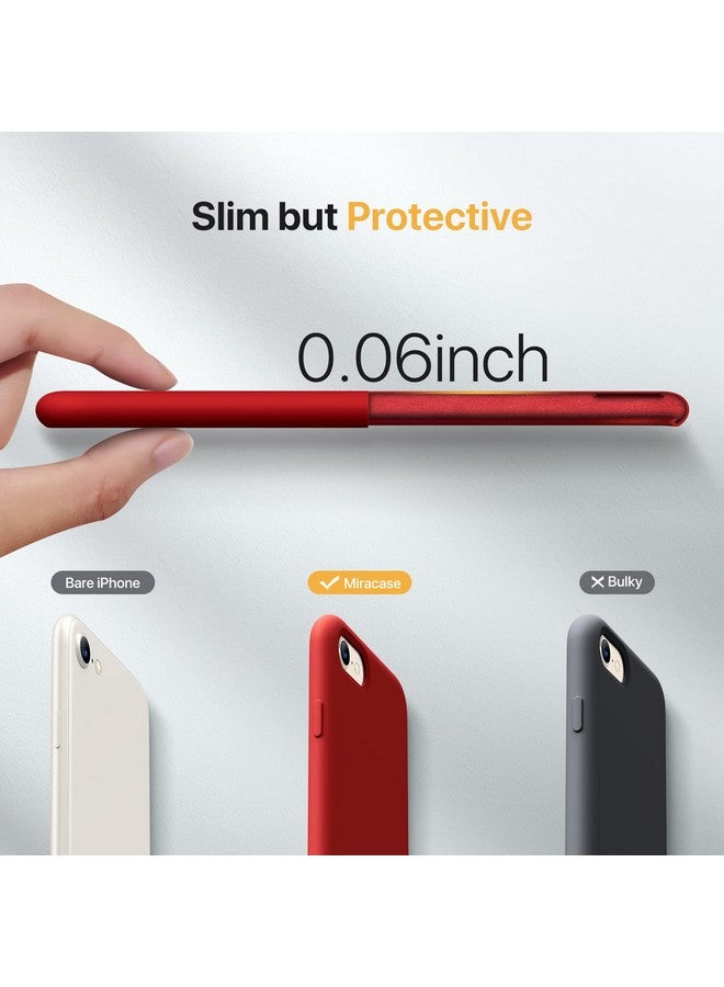 Miracase Miracase Ultra Slim Designed for iPhone SE Case 2022(3rd Gen)/iPhone SE 2020 Case(2nd Gen)/iPhone 7 Case/iPhone 8 Case with Screen Protector, Multi-Color Silicone Shockproof Phone Case(Glossy Red)  - Image 2