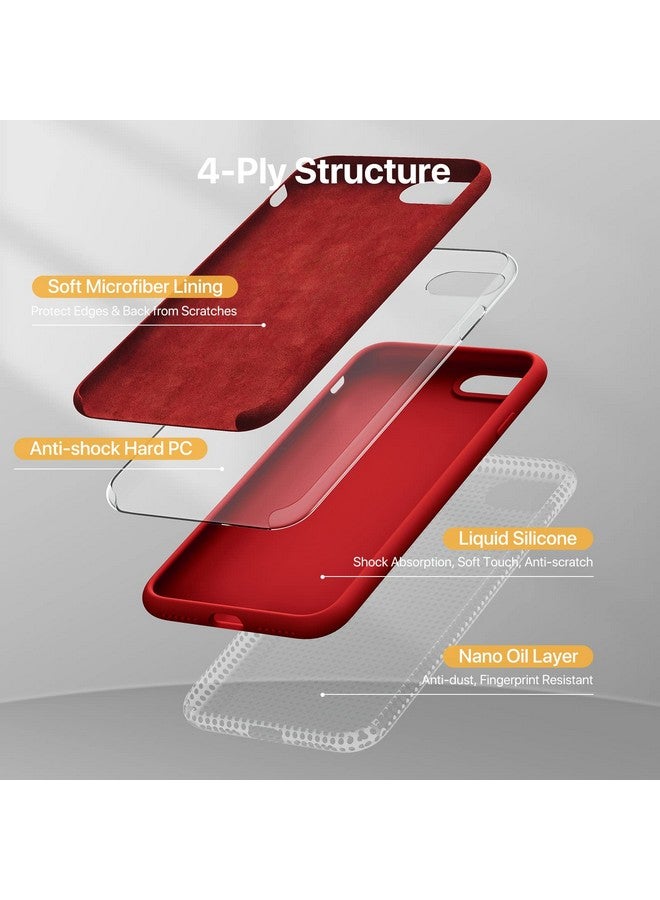 Miracase Miracase Ultra Slim Designed for iPhone SE Case 2022(3rd Gen)/iPhone SE 2020 Case(2nd Gen)/iPhone 7 Case/iPhone 8 Case with Screen Protector, Multi-Color Silicone Shockproof Phone Case(Glossy Red)  - Image 4