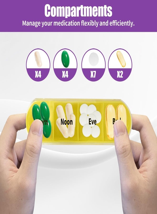 Vunpok Weekly Pill Organizer,7 Day Pill Organizer 4 Times a Day Medication Reminder, Medicine Organizer with 7 Individual Stacking Cases for Medication, Vitamins, Fish Oils,Supplements (Model 4.0 - Image 3