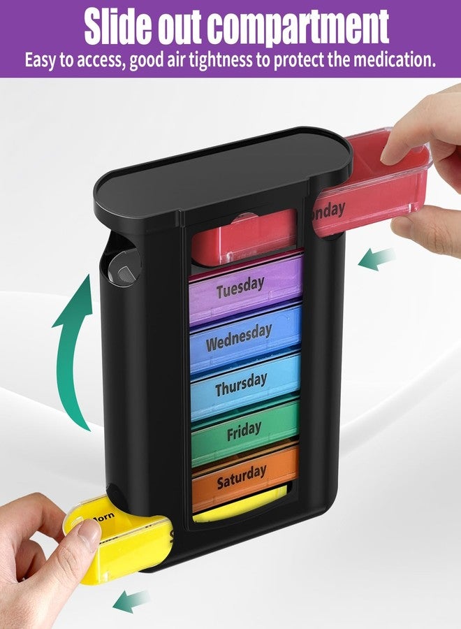 Vunpok Weekly Pill Organizer,7 Day Pill Organizer 4 Times a Day Medication Reminder, Medicine Organizer with 7 Individual Stacking Cases for Medication, Vitamins, Fish Oils,Supplements (Model 4.0 - Image 2