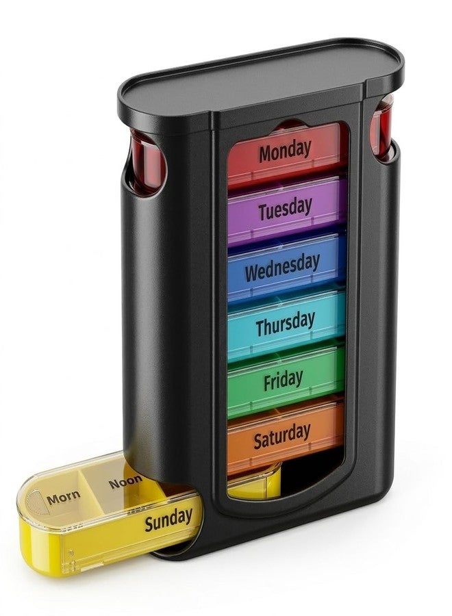 Vunpok Weekly Pill Organizer,7 Day Pill Organizer 4 Times a Day Medication Reminder, Medicine Organizer with 7 Individual Stacking Cases for Medication, Vitamins, Fish Oils,Supplements (Model 4.0 - Image 1