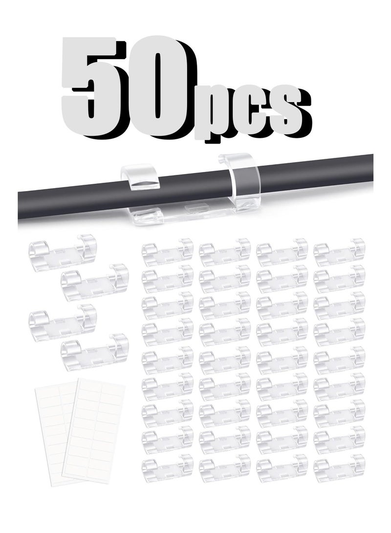 50PCS adhesive cable clamp clear, strong wire organizer, desk, car, PC, Christmas lights indoor/outdoor - Image 1