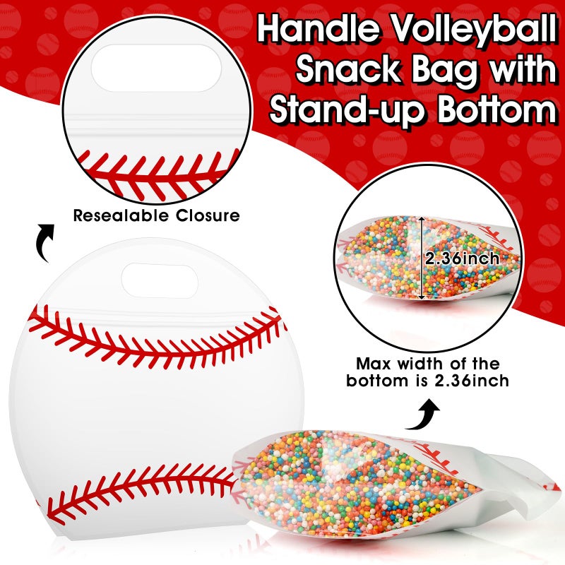Akaixi 24Pcs Baseball Candy Bags With Handles Reusable Sealed Treat Bags  Stand-Up Bottom Snack Bags For Baseball Coach Sport Team And Baseball Mom  Party Favor Birthday Gifts Supplies - Image 3