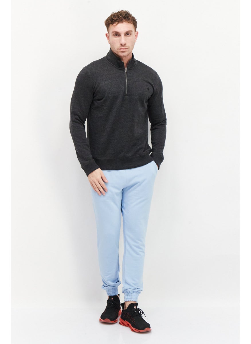 French Connection Men High Neck Brand Logo Half Zip Sweatshirt, Dark Grey  - Image 2