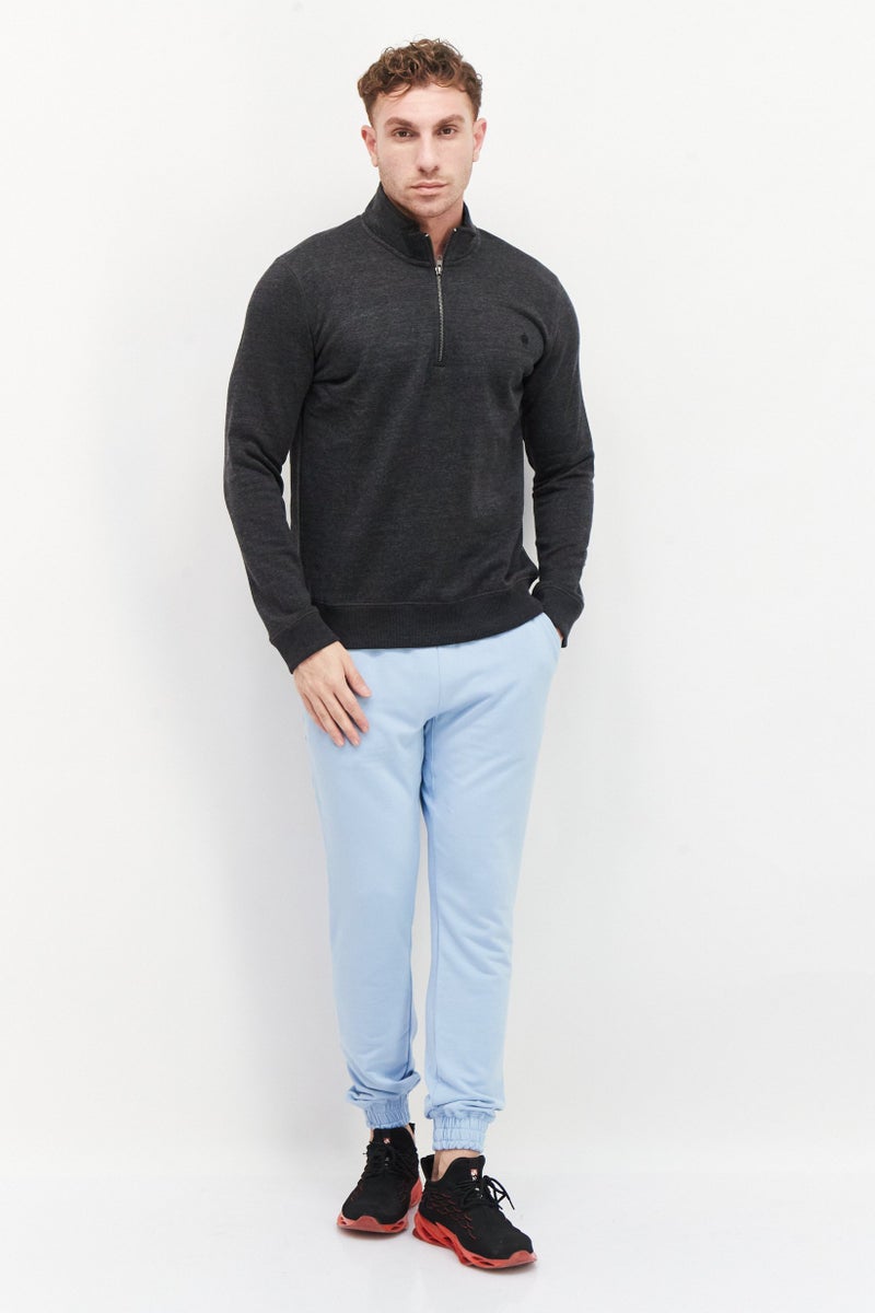 French Connection Men High Neck Brand Logo Half Zip Sweatshirt, Dark Grey - Image 2