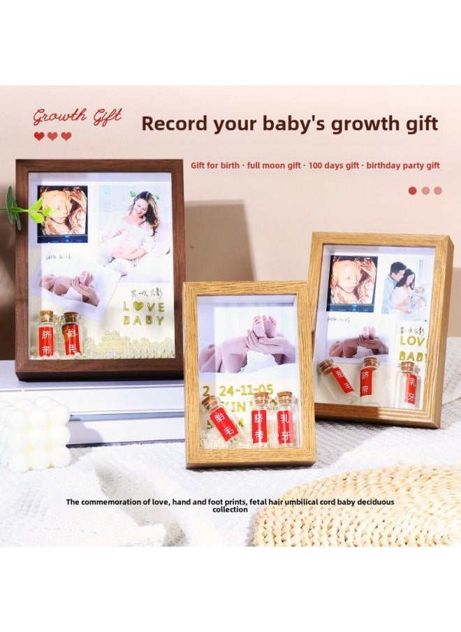 Diy Baby Homemade Fetal Hair Umbilical Cord Commemorative Photo Frame Fetal Hair Deciduous Teeth Collection Box Baby Full Moon Hand And Foot Print Table-Color: 2 Small Bottles + Large Red No-wash Ink Pad-Specifications:10inch Hollow 3cm - Image 4