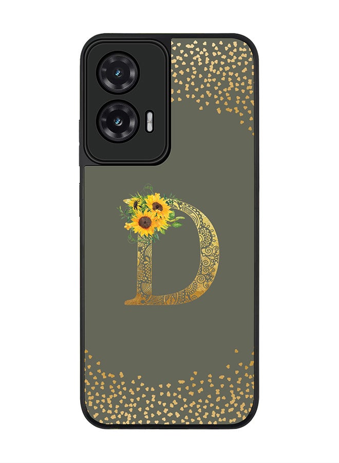 Stylizedd For Motorola Moto G35 Case,Slim fit Camera Protection, Shockproof Thin Phone cover  - Custom Floral Monogram - D  (Olive Green )