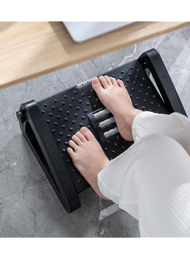 erorex Under Desk Footrest : Adjustable Height Footrest With Massage Roller Ergonomic Foot Stool With Massage Texture For Home Office Pressure Relief Black - Image 5