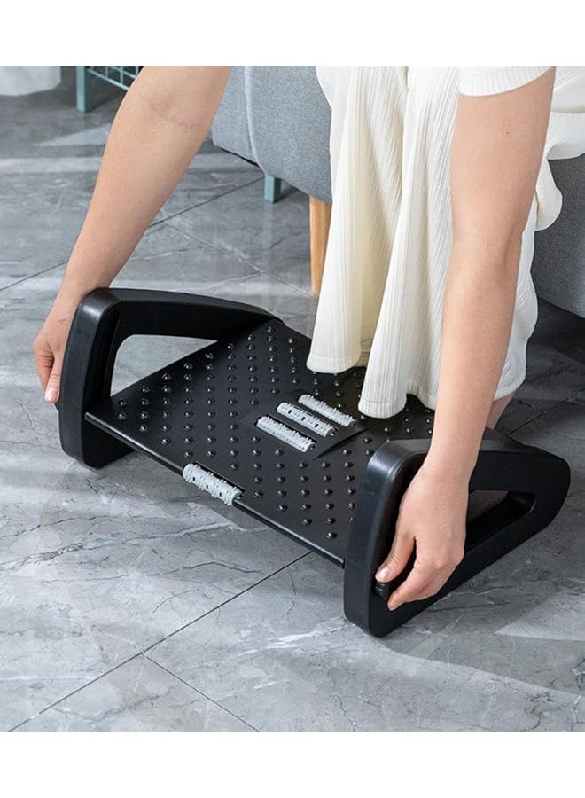 erorex Under Desk Footrest : Adjustable Height Footrest With Massage Roller Ergonomic Foot Stool With Massage Texture For Home Office Pressure Relief Black - Image 3