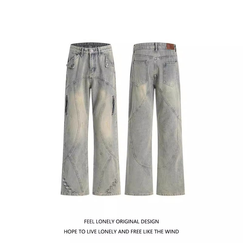 Unisex Classic Denim Jeans Loose Fit Daily Outdoor Wear - Image 4