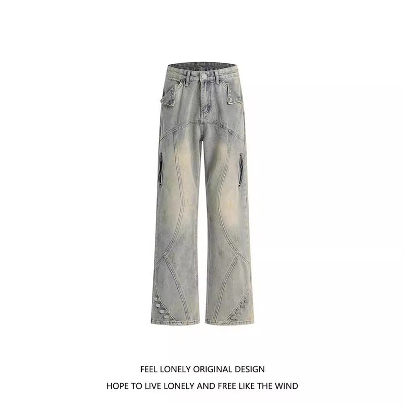 Unisex Classic Denim Jeans Loose Fit Daily Outdoor Wear - Image 2