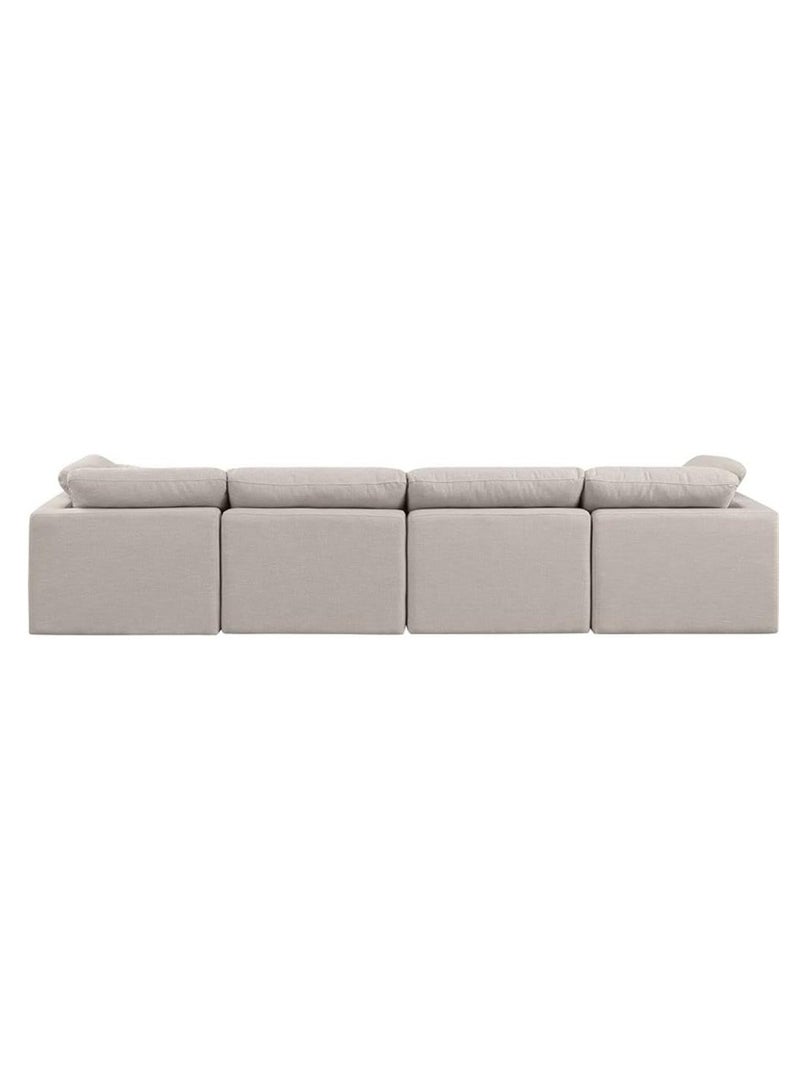 Karnak Nora Plush Collection - Contemporary Modular I-Sectional Sofa (4 Seaters) Cream - Image 3