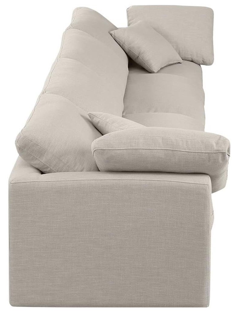 Karnak Nora Plush Collection - Contemporary Modular I-Sectional Sofa (4 Seaters) Cream - Image 5