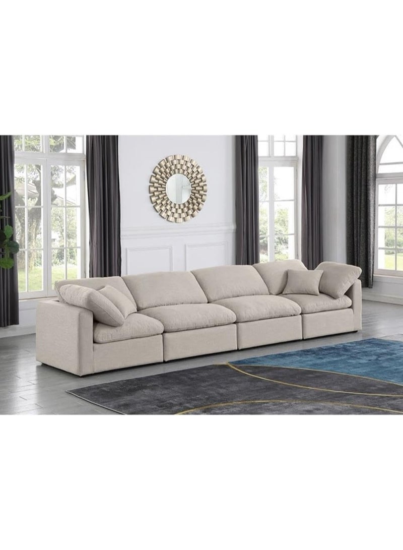 Karnak Nora Plush Collection - Contemporary Modular I-Sectional Sofa (4 Seaters) Cream - Image 2