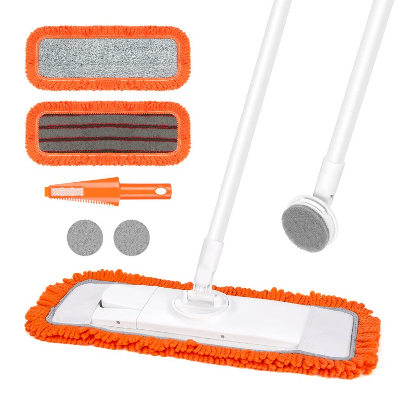 Lalafancy Dust Mop for Floor Cleaning Dry Wet Mop with One Washable Microfiber Pad Extendable 50 Long Handle Flat Mop for Tile Marble Hardwood Wood Laminate Floors