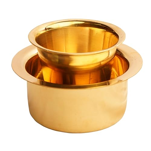 Thangam South Indian Brass Coffee Cup Dawara/Dabara & Tumbler for Serving Filter Coffee/Tea/Traditional kumbakonam Dabara Set Matt - 150ml (Plain, Set of 4) - Image 4