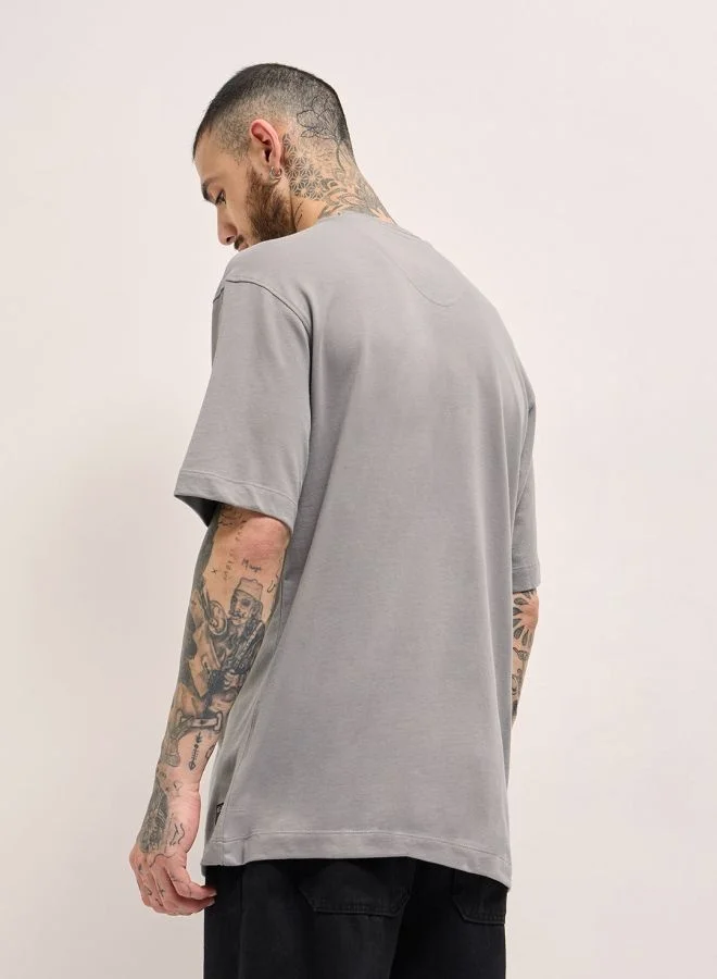 THE BEAR HOUSE  Men's Grey Oversize Bear Amore Graphic Crew Neck T-shirt Perfect For Casual Wear, Gym, Travel, Or Layering Stylish And Versatile Essential For Every Wardrobe for Men | Best Price UAE