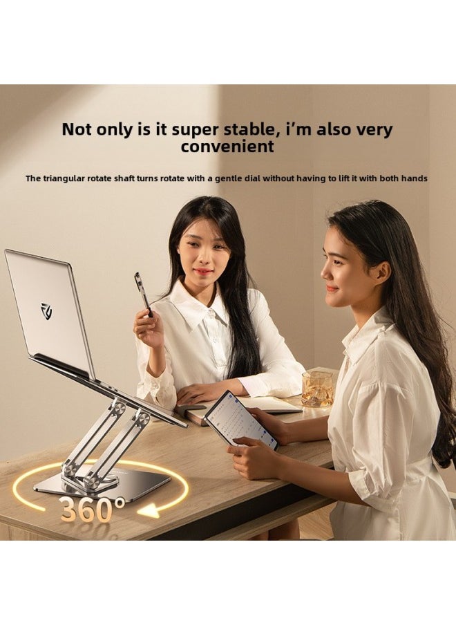 Generic - Rotatable Aluminum Alloy Notebook Stand 360 Degrees Home Office Desktop Station Sitting Dual Use Three Layers Notebook Holder-Color:Upgrade Three-layer Height 56cm  720 Rotation Stable Without Shaking - Image 1