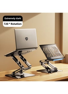 Rotatable Aluminum Alloy Notebook Stand 360 Degrees Home Office Desktop Station Sitting Dual Use Three Layers Notebook Holder-Color:Upgrade Three-layer Height 56cm  720 Rotation Stable Without Shaking