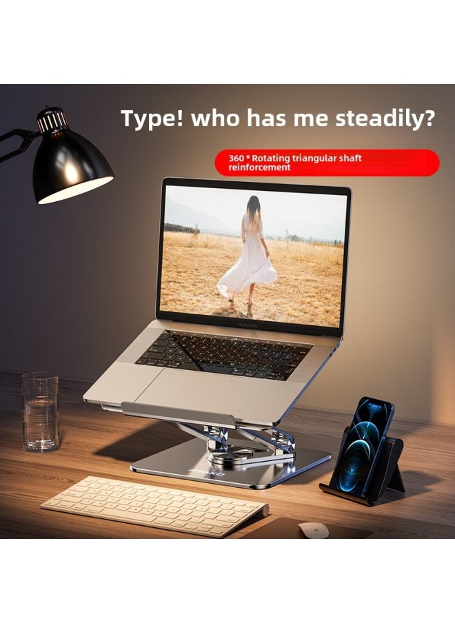 Generic - Rotatable Aluminum Alloy Notebook Stand 360 Degrees Home Office Desktop Station Sitting Dual Use Three Layers Notebook Holder-Color:Upgrade Three-layer Height 56cm  720 Rotation Stable Without Shaking - Image 1
