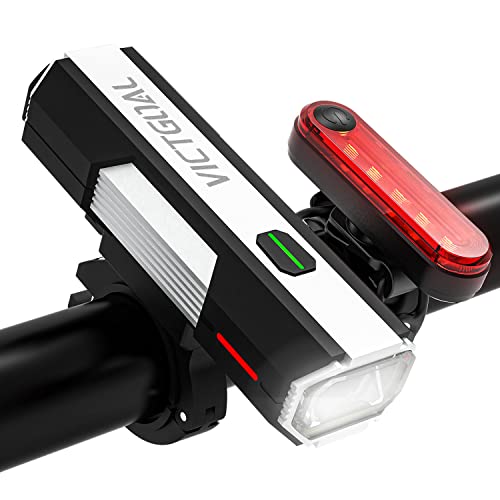VICTGOAL Cycle Lights USB Rechargeable Bicycle Headlight and Tail Light Set, Powerful LED High Brightness with 6 Modes Waterproof Bicycle Lights Front and Back for Night Cycling (400 Lumen) - Image 1