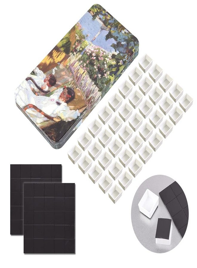 Qianshan 40Pcs Empty Half Pans with Magnetic Stripe Watercolor Paint Travel Tin Palette Case, Artist Paints Half Pan Kits for DIY Watercolor Oils or Acrylics Painting Art Drawing Garden - Image 2