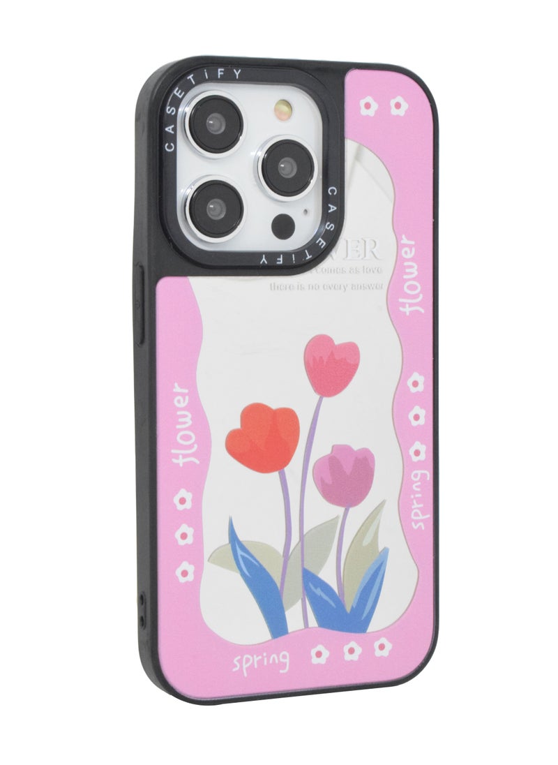 Casetify - iPhone 14 Pro Cover Floral Design Hard Phone Case Tempered Glass Back Cover - Image 1