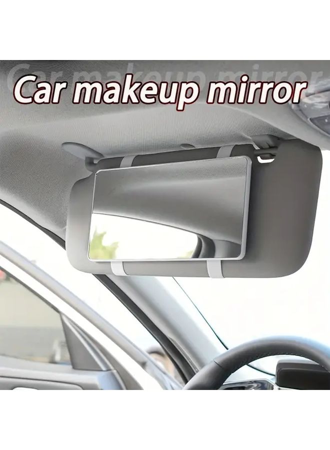 Ultra Thin Black Car Sun Visor Mirror Adjustable Strap Easy Install For Sedan SUV Truck - Image 1