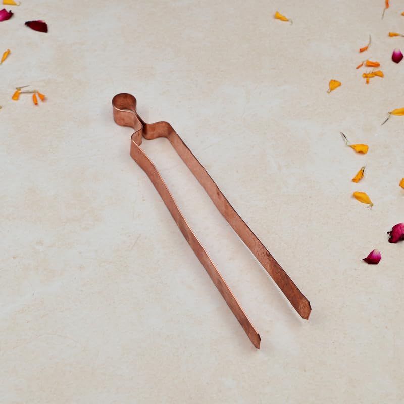 ROLIMOLI Pure Copper Chimta | Tong for Hawan Yagya & Pooja Purpose Religious and Spiritual Tool Home Temple Ceremonies Fire Rituals Durable Easy Grip (Size : 21.5cm | Weight : 55gm Approxe) - Image 3