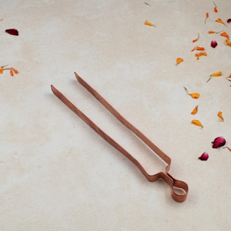 ROLIMOLI Pure Copper Chimta | Tong for Hawan Yagya & Pooja Purpose Religious and Spiritual Tool Home Temple Ceremonies Fire Rituals Durable Easy Grip (Size : 21.5cm | Weight : 55gm Approxe) - Image 2