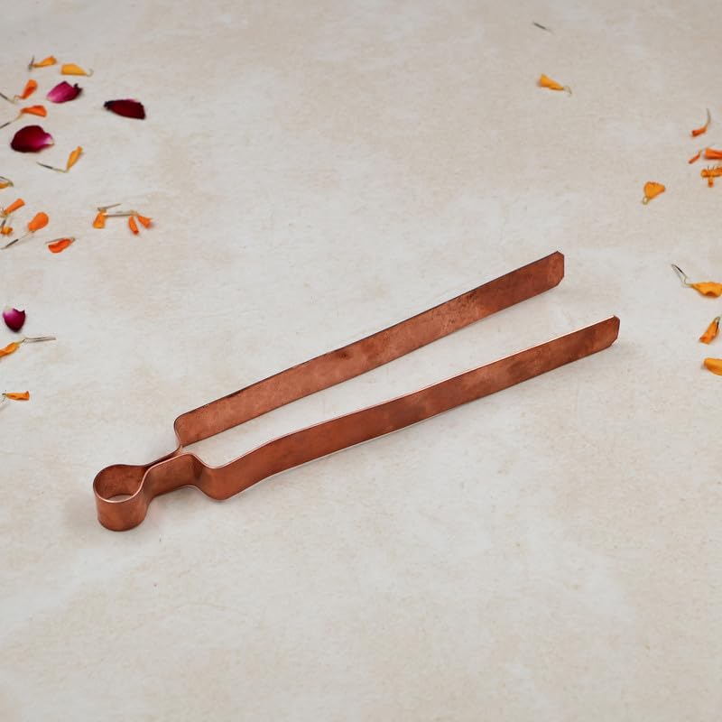 ROLIMOLI Pure Copper Chimta | Tong for Hawan Yagya & Pooja Purpose Religious and Spiritual Tool Home Temple Ceremonies Fire Rituals Durable Easy Grip (Size : 21.5cm | Weight : 55gm Approxe) - Image 1
