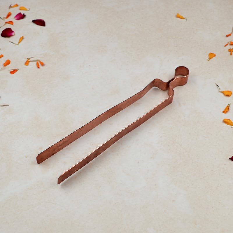 ROLIMOLI Pure Copper Chimta | Tong for Hawan Yagya & Pooja Purpose Religious and Spiritual Tool Home Temple Ceremonies Fire Rituals Durable Easy Grip (Size : 21.5cm | Weight : 55gm Approxe) - Image 4