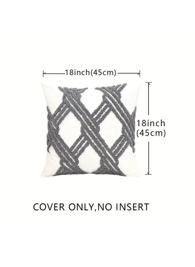 Gray Diamond Tufted Pillow Cover Geometric Pattern Decorative Cushion Case for Sofa - Image 3