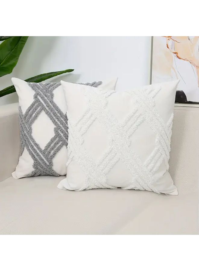 Gray Diamond Tufted Pillow Cover Geometric Pattern Decorative Cushion Case for Sofa - Image 4