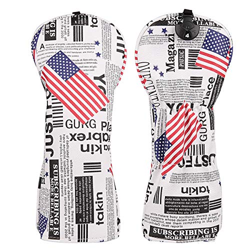 Golf Builder 3pcs/Set USA Stars and Stripes Newspaper Print Golf Club Driver Fairway Wood Head Covers 1 3 5 Wood Covers - Image 3