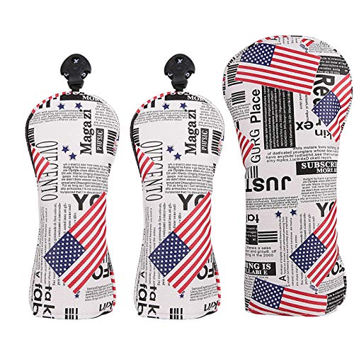 Golf Builder 3pcs/Set USA Stars and Stripes Newspaper Print Golf Club Driver Fairway Wood Head Covers 1 3 5 Wood Covers - Image 5