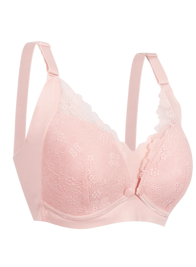 Okus Okus - Pretty Lace Maternity & Nursing Bra - Pink - X Large
