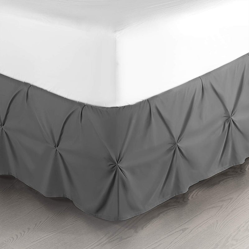 Nestl Nestl Pinch Pleat Bed Skirt  Pleated Wrap Around Bed Skirt  Easy Fit 14A Inch Pintuck Bed Skirt  Premium Microfiber Ruffle Bed Skirt  Luxury Bedskirt  Hotel Quality Bed Ruffle  Full Bed Skirt gray 