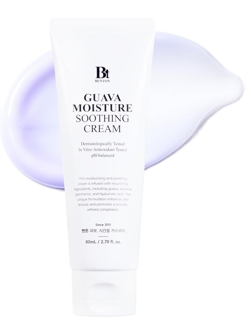 BENTON Guava Moisture Soothing Cream - Skin soothing and moisturizing effect for Dry skin types, Sensitive Skin, Not Tested on Animals, Korean Skin Care, 80ml - Image 1