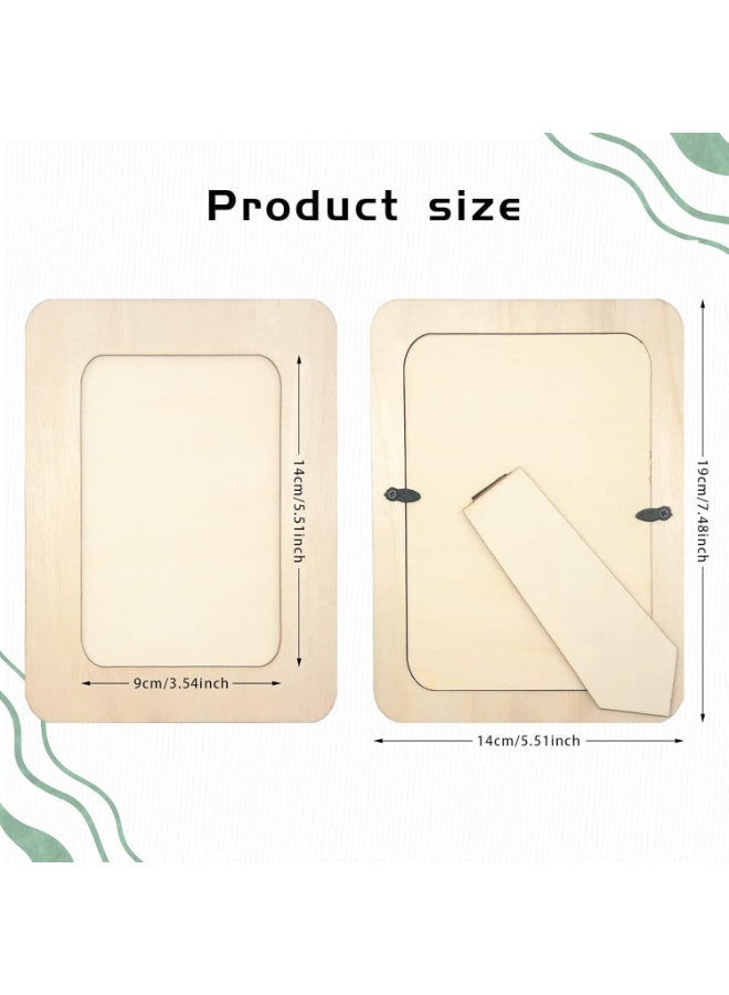 6 PCS DIY Wooden Picture Frames Unfinished Solid Wood Photo Picture Frames for 4 x 6 in Photos, Standing Wooden Photo Frames for New Year Wood Decor, Thanksgiving  Gift Crafts Wood (Rectangle) - Image 2