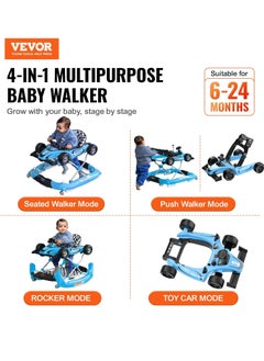 VEVOR VEVOR 4-in-1 Baby Walker, Foldable Baby Activity Center with Wheels, Adjustable Height, Light, Steering Wheel, Learning-Seated | Walk-Behind | Car Shape | Rocker Baby Walker for Boys Girls 6-24 Month  - Image 3