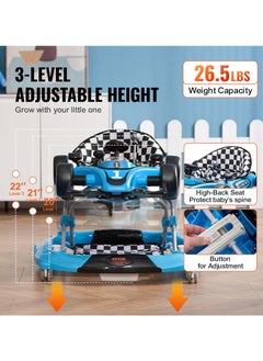 VEVOR VEVOR 4-in-1 Baby Walker, Foldable Baby Activity Center with Wheels, Adjustable Height, Light, Steering Wheel, Learning-Seated | Walk-Behind | Car Shape | Rocker Baby Walker for Boys Girls 6-24 Month  - Image 5