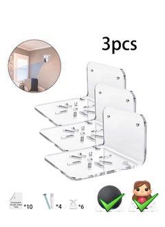 Generic Acrylic Wall Mount, Wall Mounted Display Stand, Camera Wall Mount, Home & Office Multifunctional Wall Mount, 3 Acrylic Small Wall Stand for Security Camera Speakers, Baby Monitors, More 4 Universal Adhesive Stands, Easy to Install, No Drilling, With Cable Clamps  - Image 1