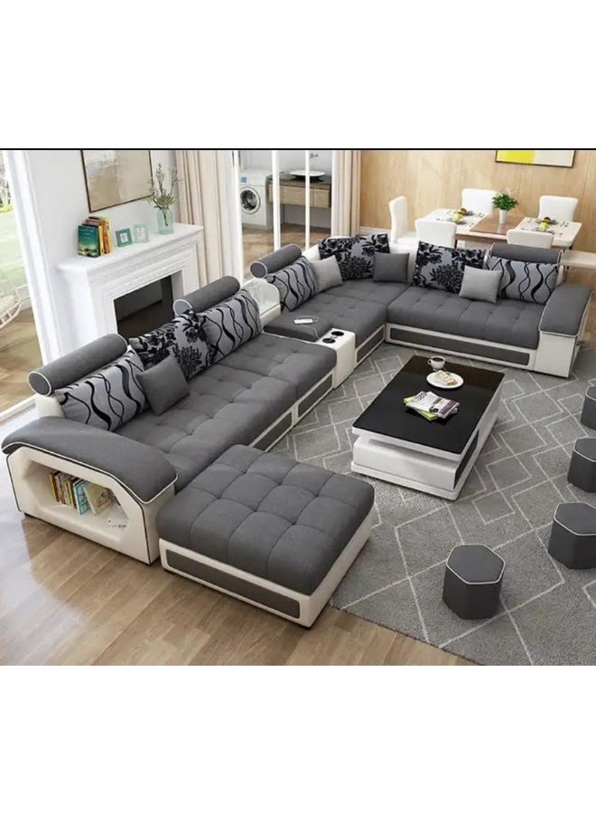 Comfynest طقم أرائك حديثة مكون من 7 مقاعد بتصميم فريد، مثالي لغرف المعيشة الواسعة - Image 1