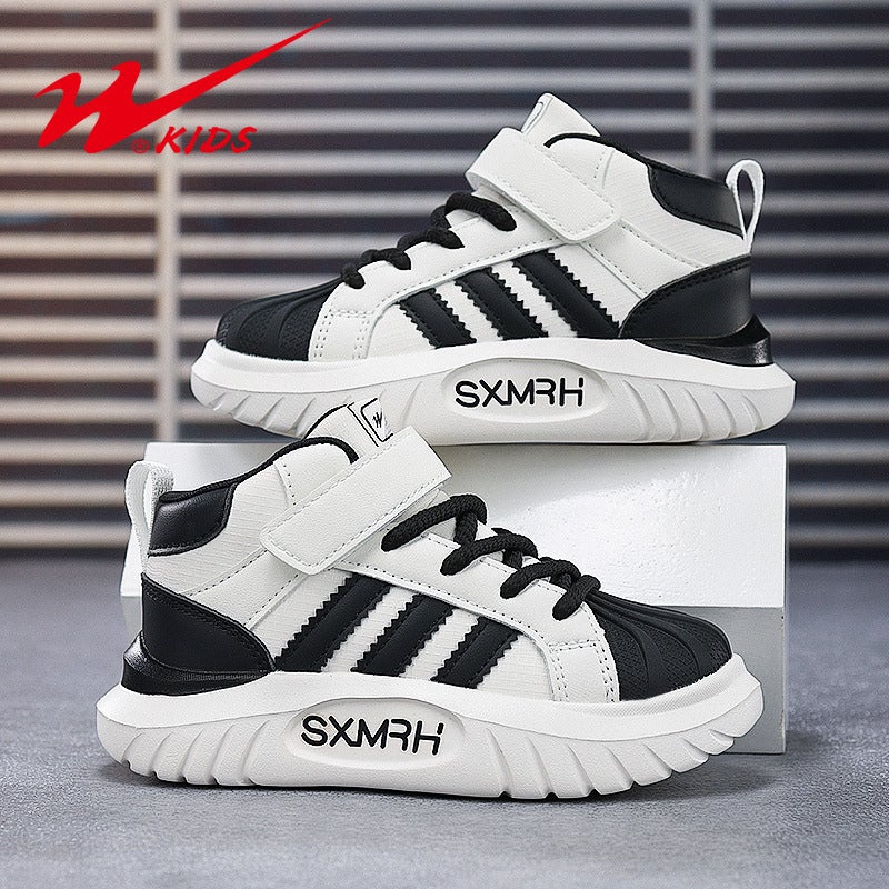 Double Star Children'S Shoes Men'S And Women'S Children'S Board Shoes 2024 Winter Shell Head Middle Side Waterproof Leather Sneaker For Boys And Girls - Image 4