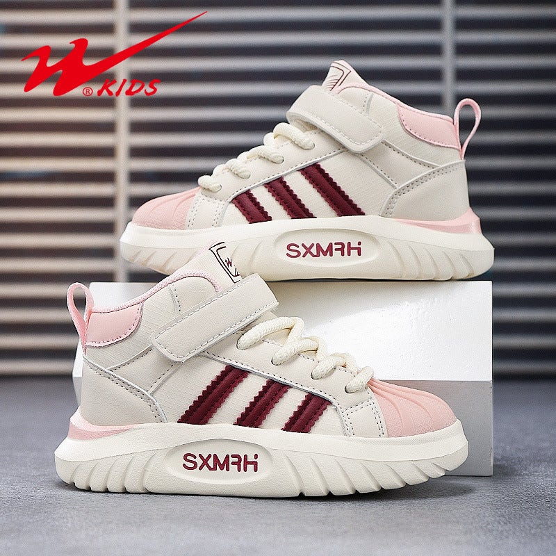 Double Star Children'S Shoes Men'S And Women'S Children'S Board Shoes 2024 Winter Shell Head Middle Side Waterproof Leather Sneaker For Boys And Girls - Image 3