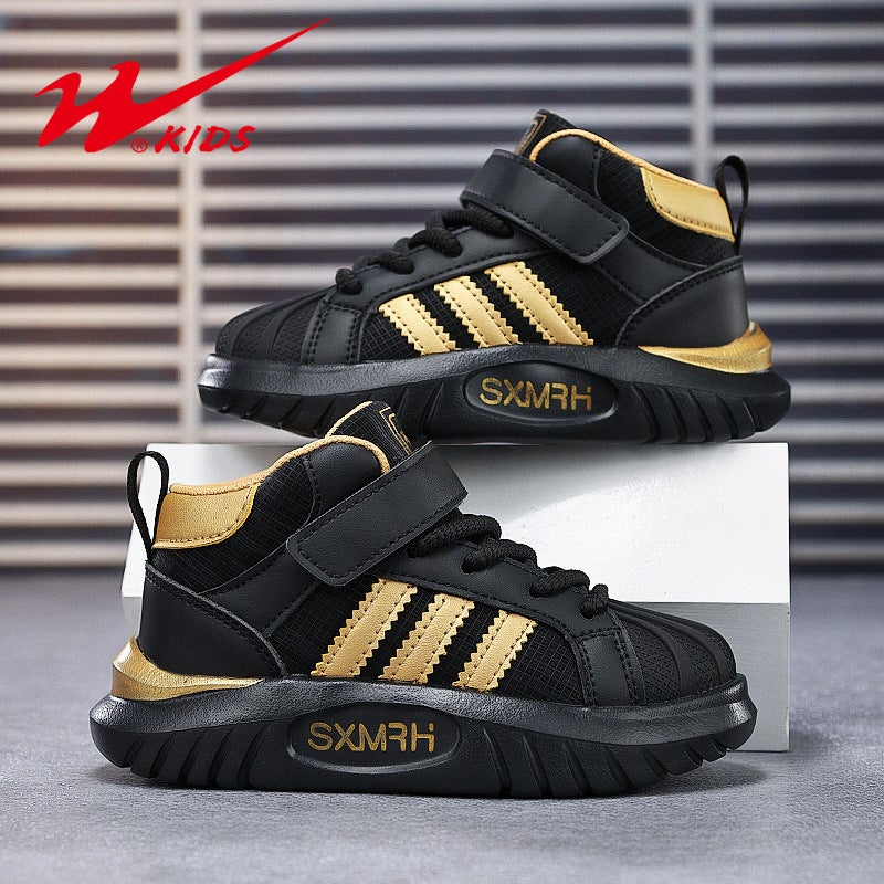 Double Star Children'S Shoes Men'S And Women'S Children'S Board Shoes 2024 Winter Shell Head Middle Side Waterproof Leather Sneaker For Boys And Girls - Image 2
