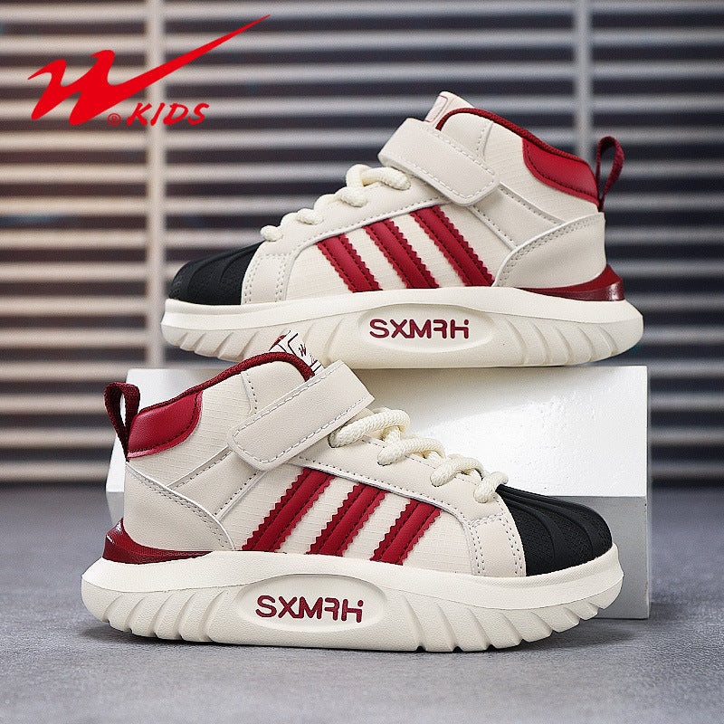 Double Star Children'S Shoes Men'S And Women'S Children'S Board Shoes 2024 Winter Shell Head Middle Side Waterproof Leather Sneaker For Boys And Girls - Image 5